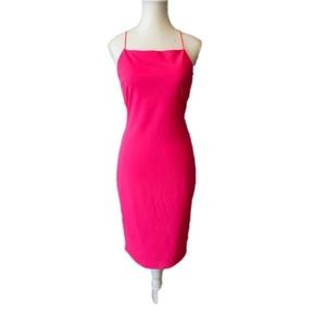 Revamped Hot Pink Crisscross Backless Dress, Size M